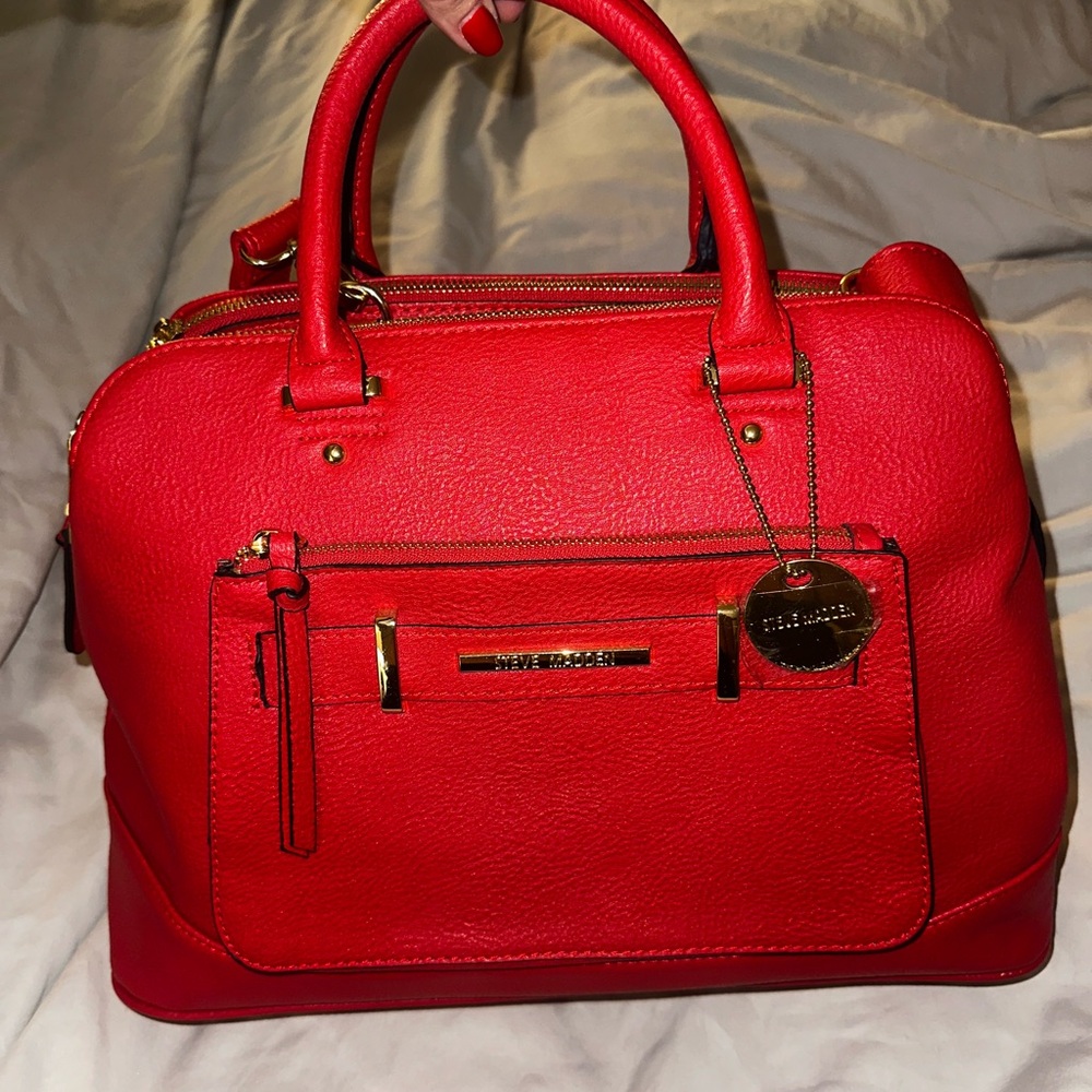 Steve Madden Red Leather Satchel